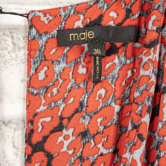 Maje NY Sleeveless Jumpsuit Floral Orange Gray print Size 36 - Picture 3 of 10
